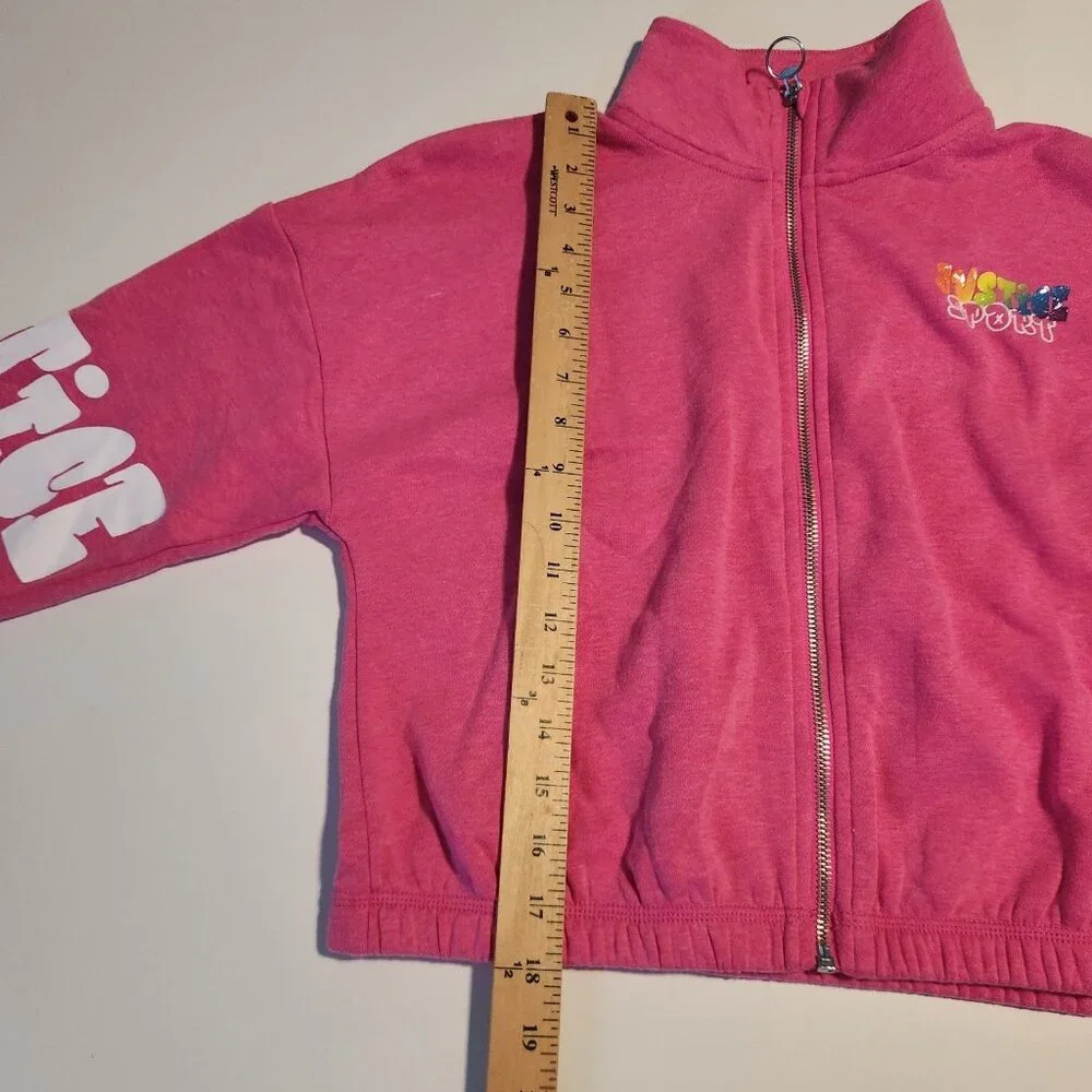 Justice Sport Girls Pink Zip Up Sweatshirt Sweat Shirt Rainbow Logo‎ NEW NWT